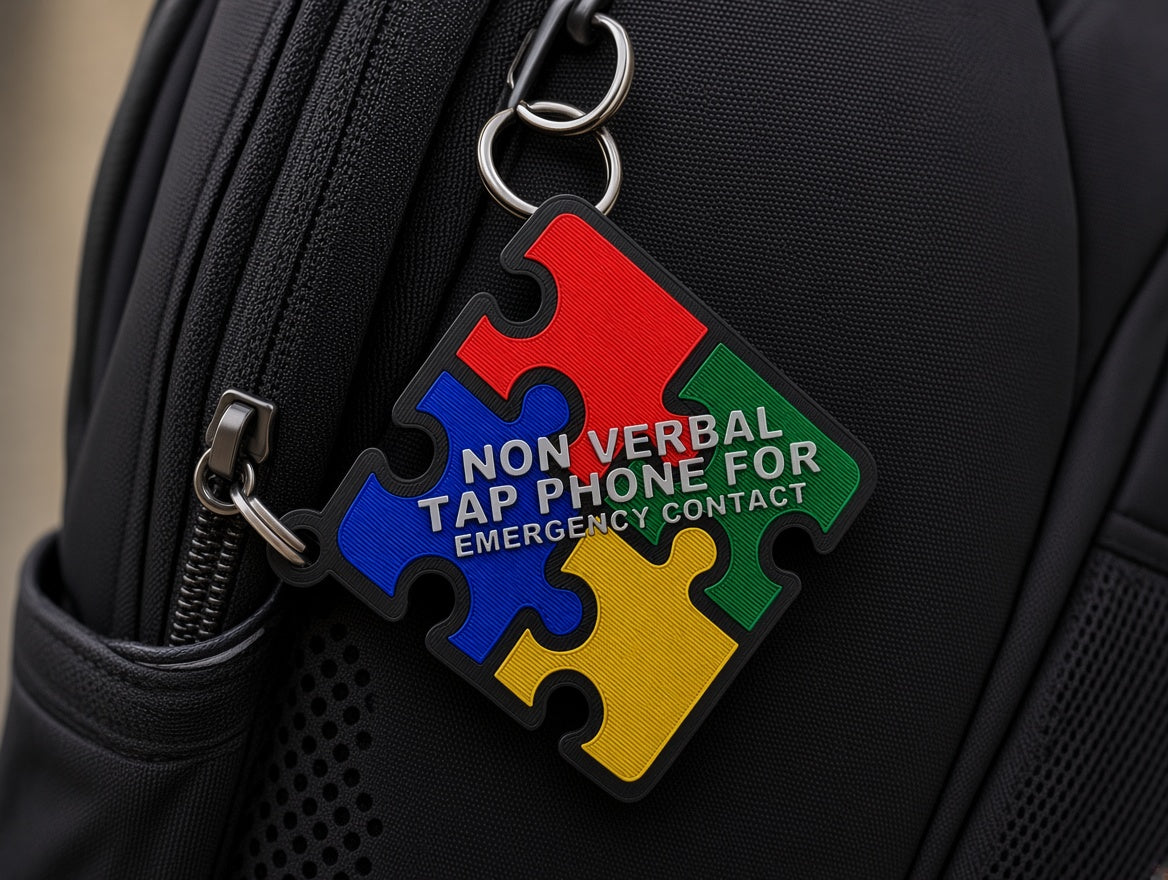 Non-Verbal NFC Emergency Contact Backpack Tag